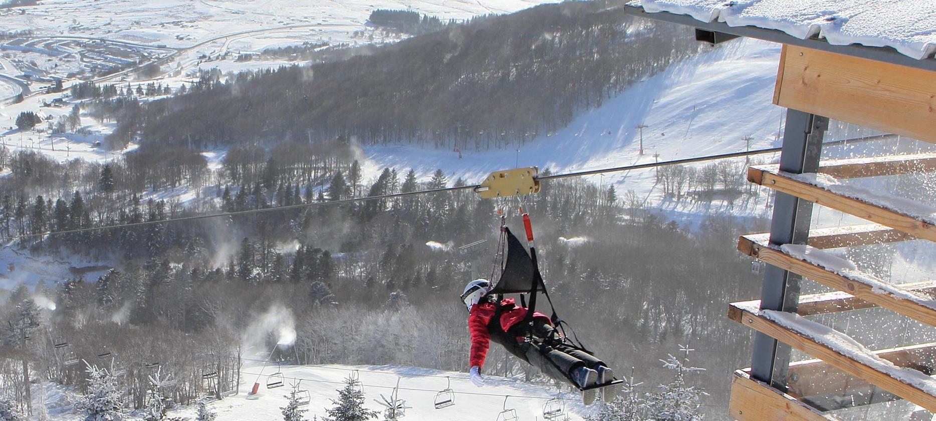 Super Besse - départ de la descente en Tyrolienne