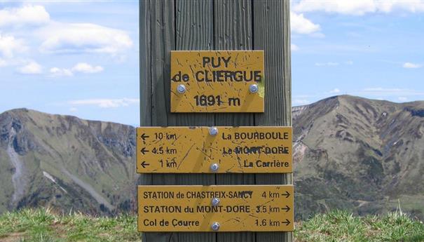 Super Besse - Panneau des chemins de randonees au Mont dore
