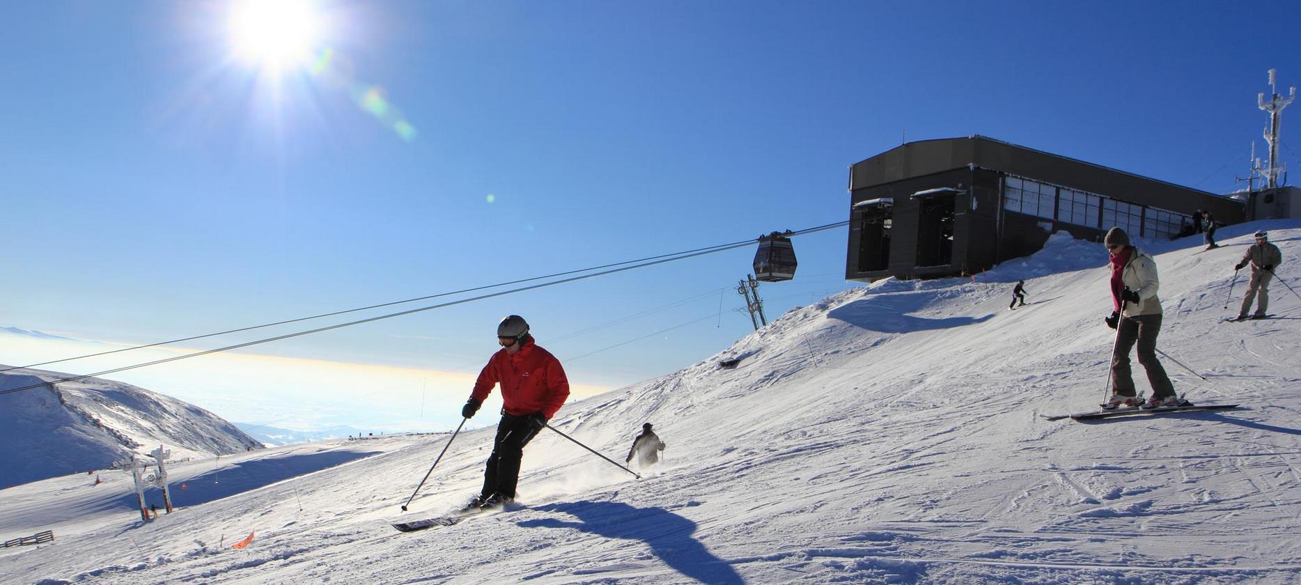 Au départ sur la piste bleue, depuis l'arrivée du téléphérique