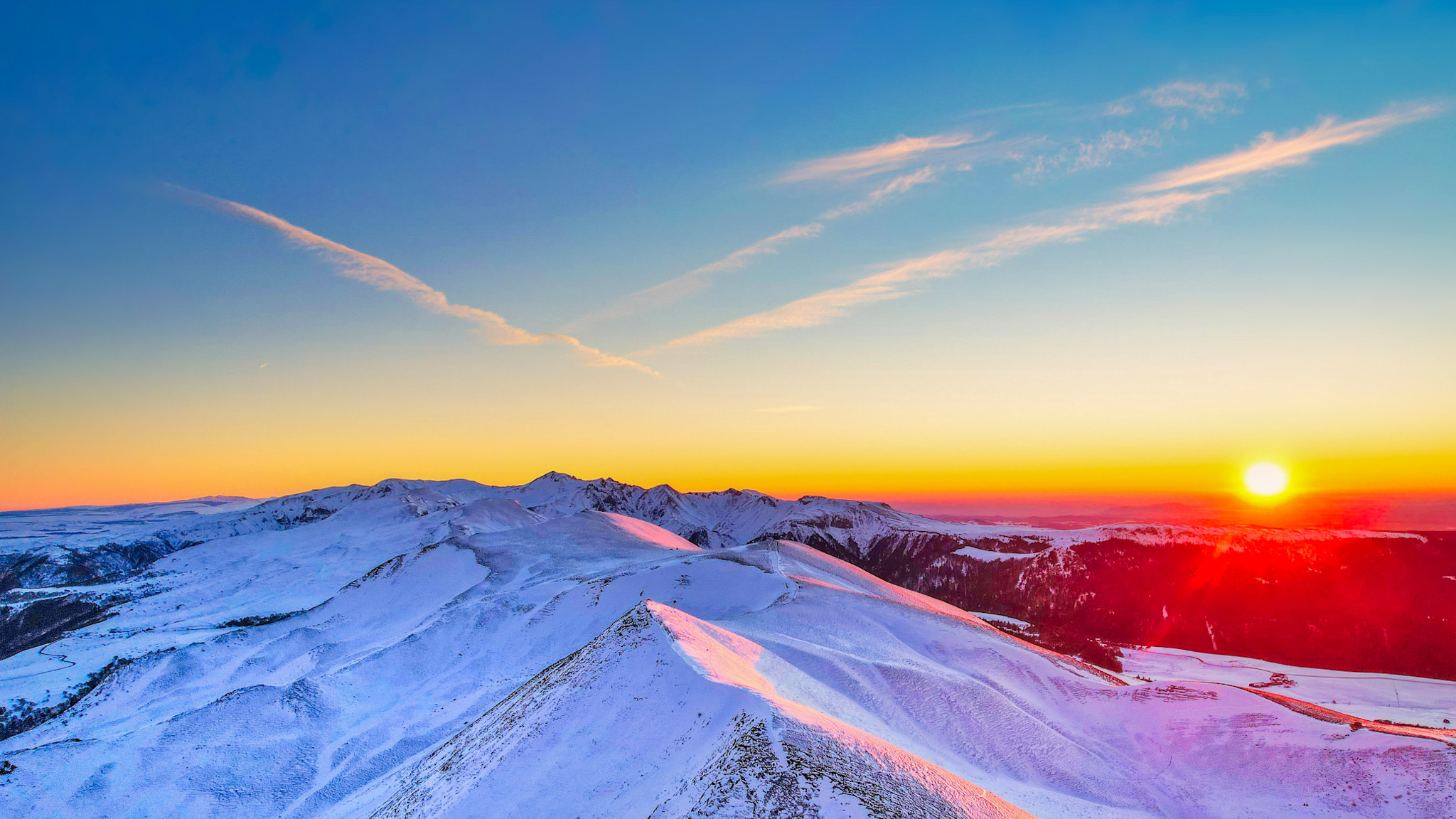 Puy de la Tache, coucher de soleil au Puy de la Tache