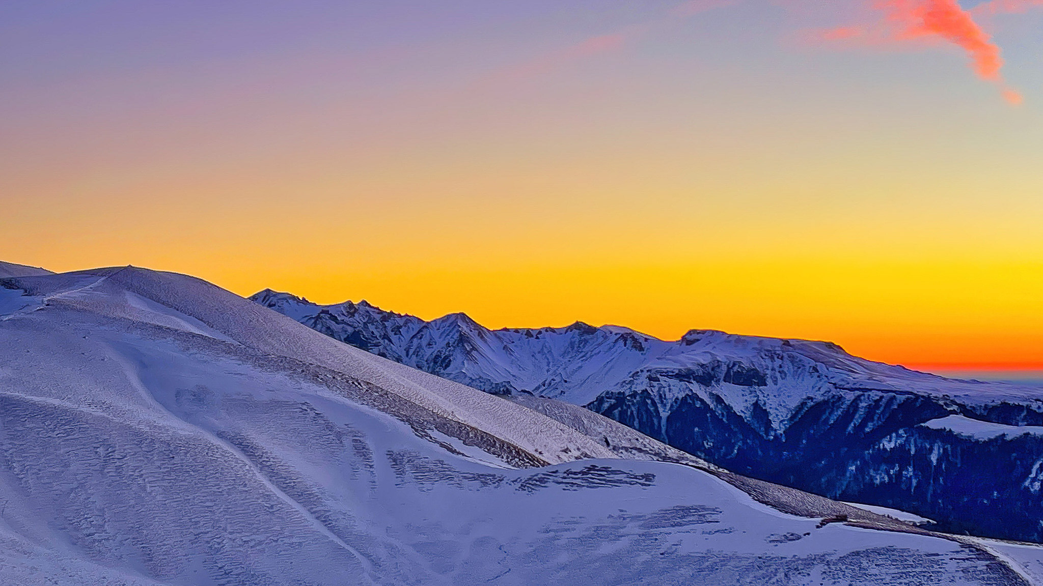Coucher de soleil au sommet du Puy de la Tache
