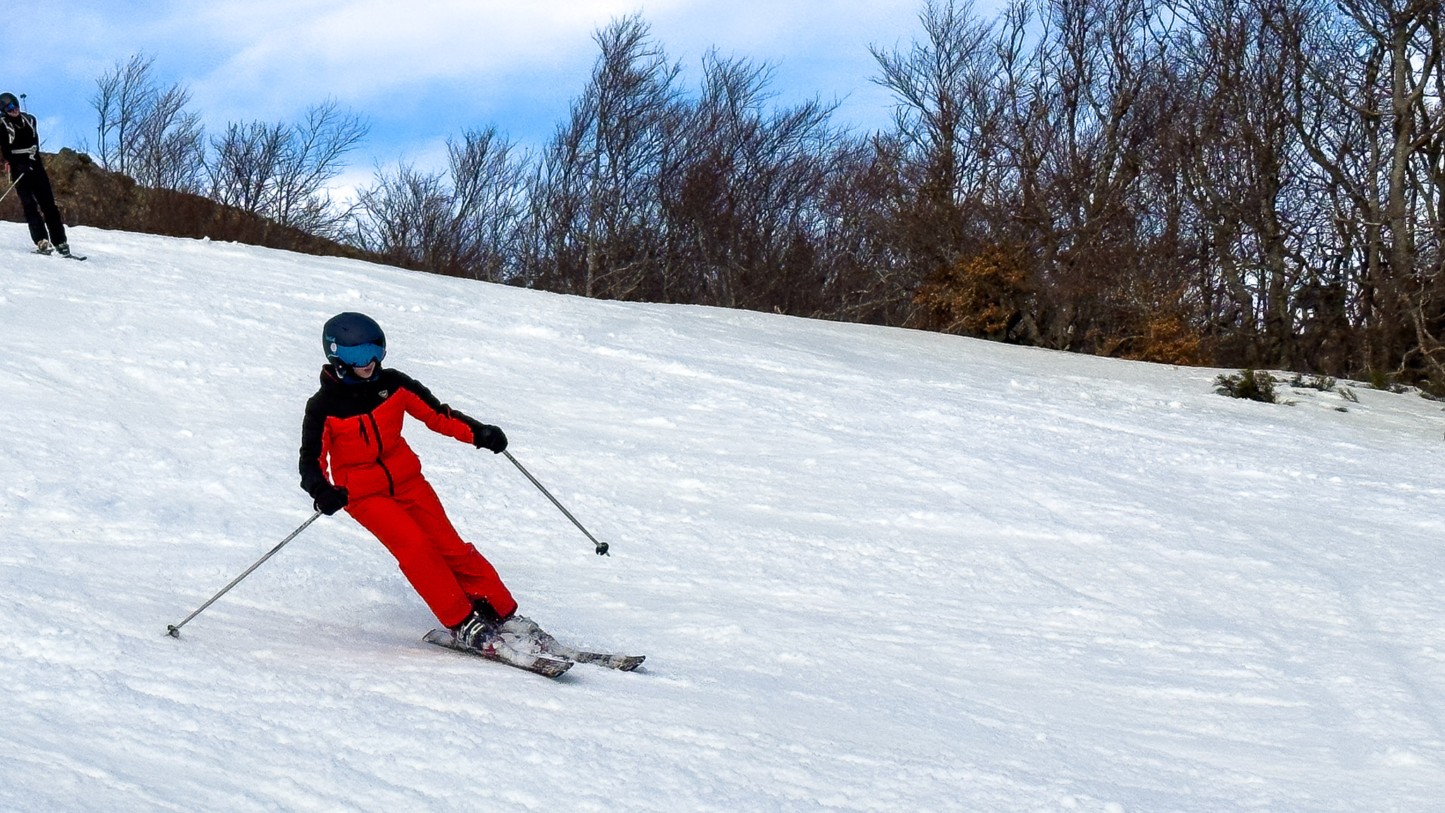 Super Besse, descente piste Rouge vers le gare de départ du Téléphérique