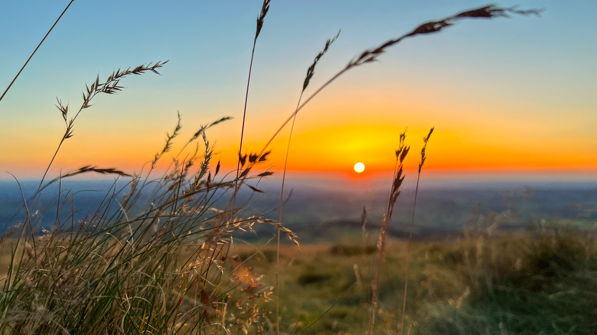 Banne d-Ordanche, coucher de soleil sur l'herbe folle