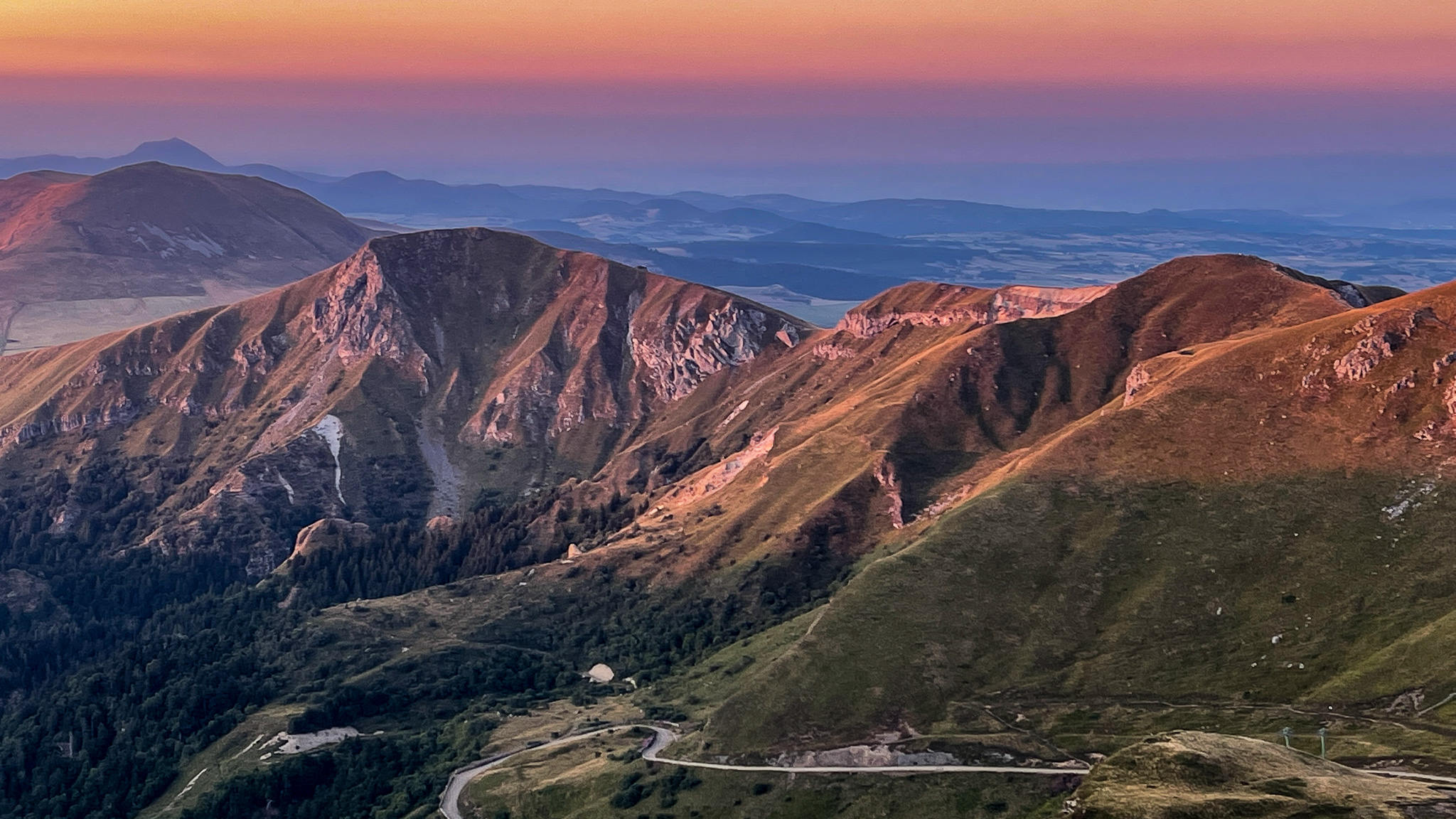 Coucher de soleil sur la station du Mont Dore