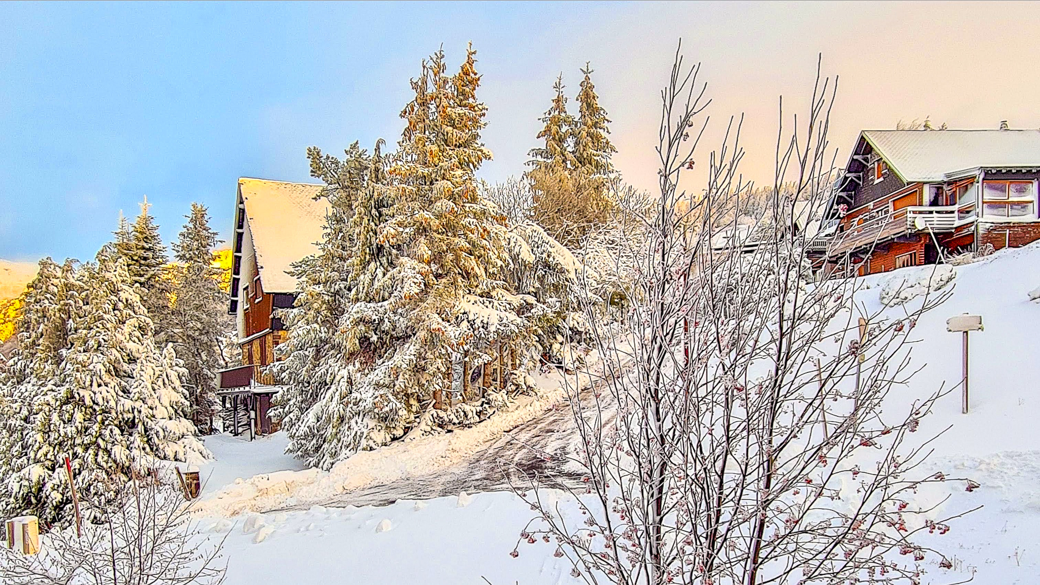 Chalet Cascade Super Besse, la lumière du soleil sur la neige