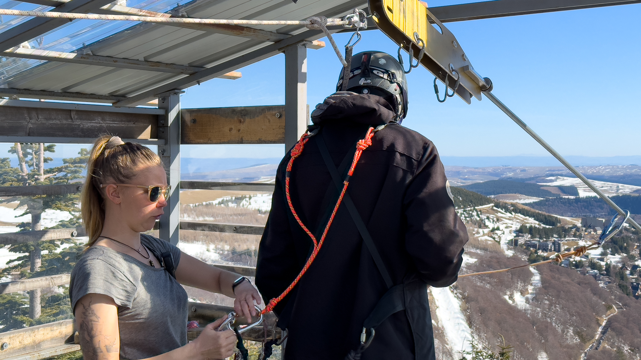 Préparation au Départ Tyrolienne Super Besse