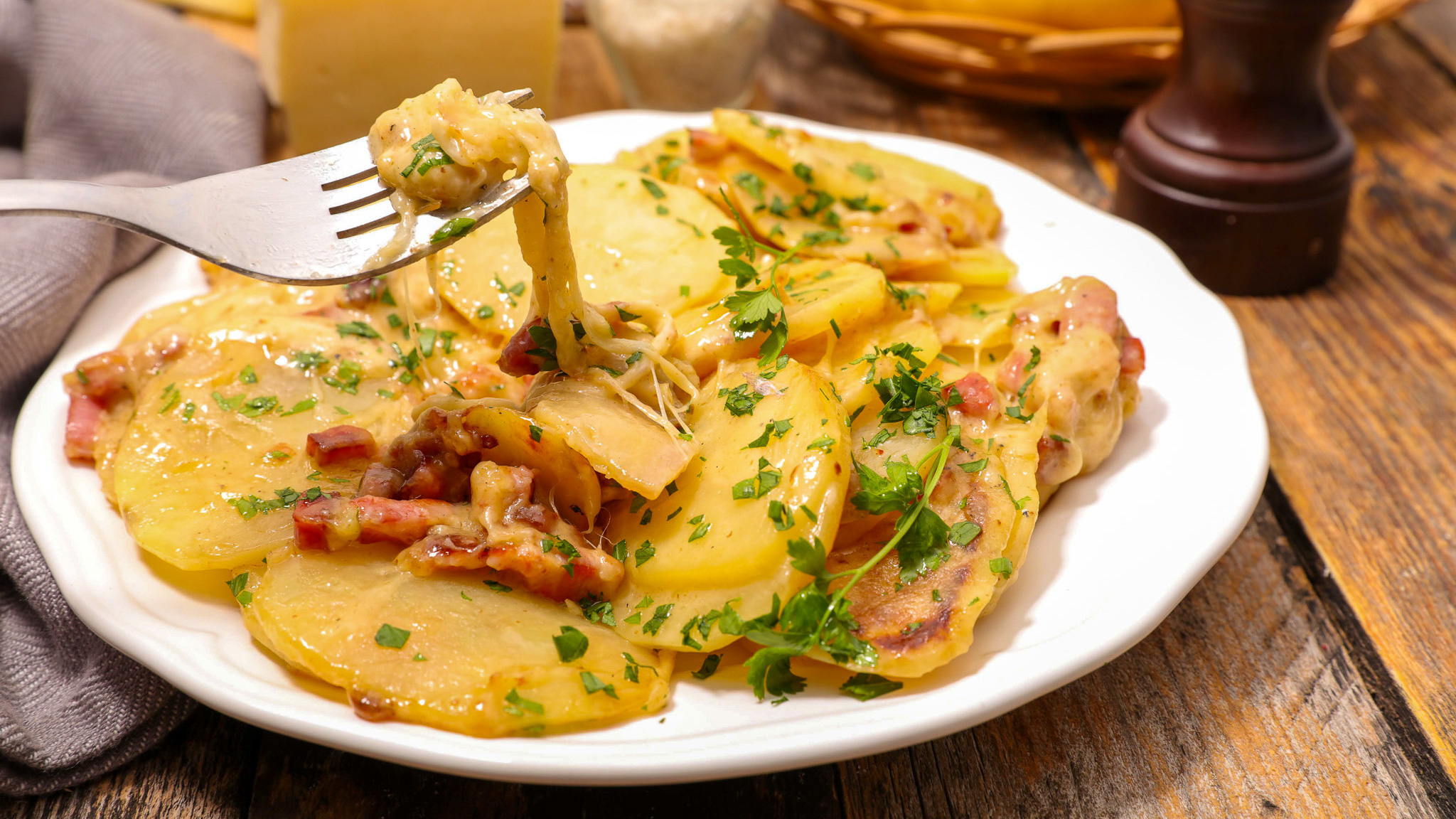 Truffade: pomme de terre, fromage, bacon